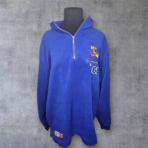DISNEY UNISEX Tiger Hoodie Fleece Sweatshirt 1/4 Zip Vintage Disney Store 68 M